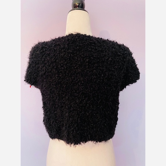 Anthropologie NWT black metallic crop cardigan - Picture 5 of 6